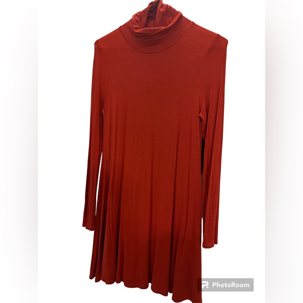 Orange long sleeve turtle neck dress